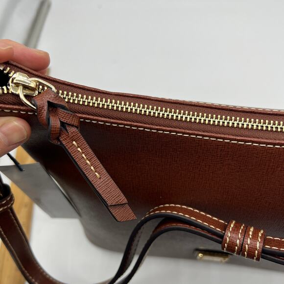 Dooney & Bourke Saffiano Leather Hobo Handbags Amber Brown - Picture 15 of 16